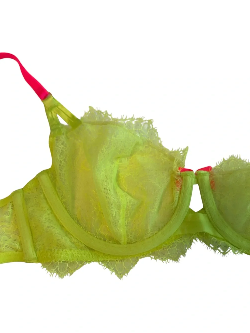 Victoria’s Secret Very Sexy Unlined Demi Cup Bra SZ 36B Neon Yellow Green - Picture 2 of 6